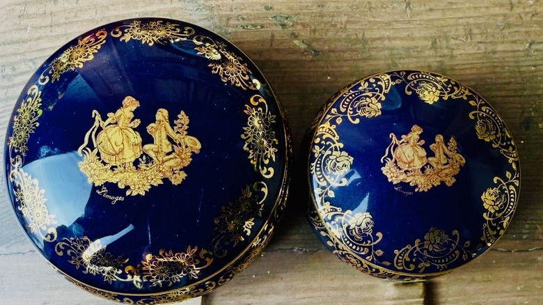 Limoges porcelain trinket boxes in two sizes