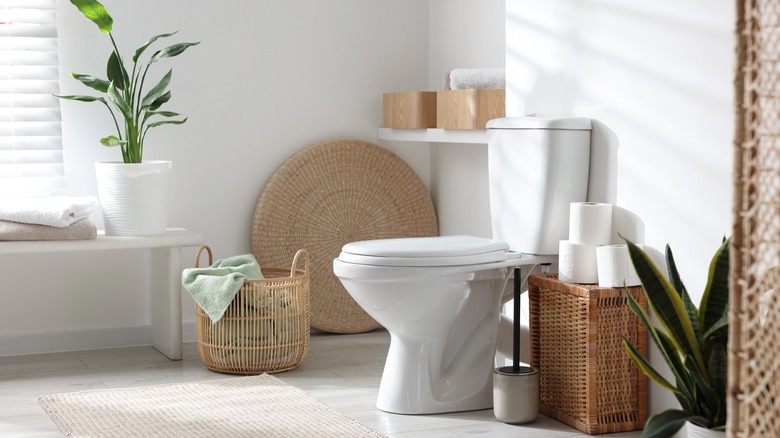 Bathroom with extra toilet paper