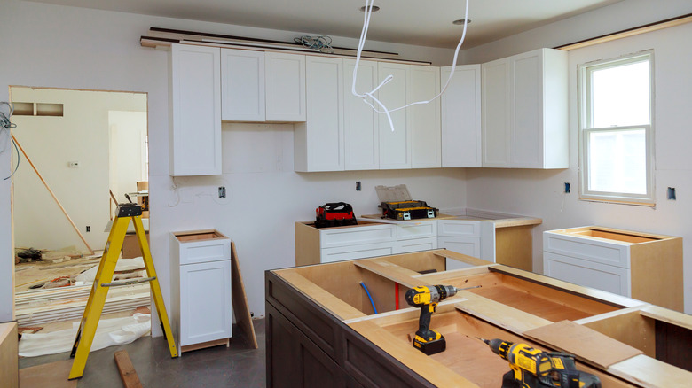 A kitchen under construction