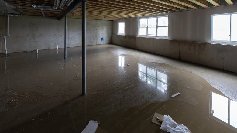 Basement flooded with water