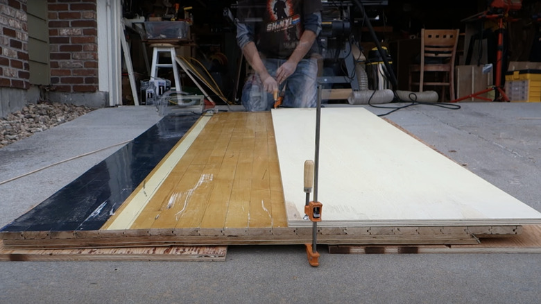 gym floors being cut