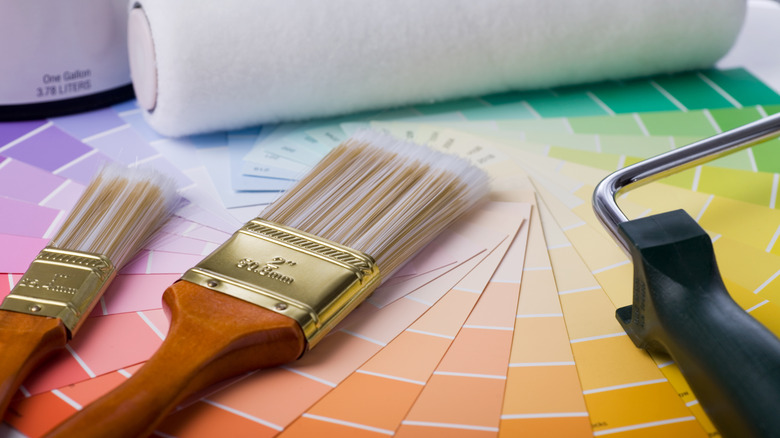 paint brush and paint swatches