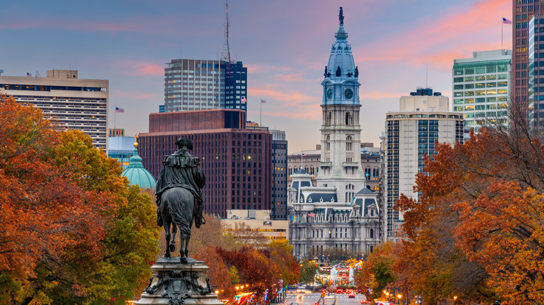 Philadelphia street in autumn