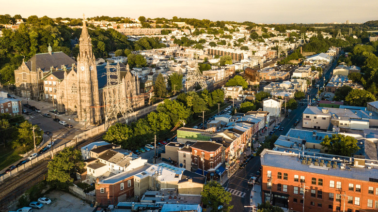 Aerial shot of Manayunk