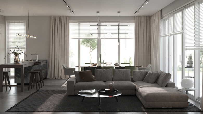 Gray decor in living room 