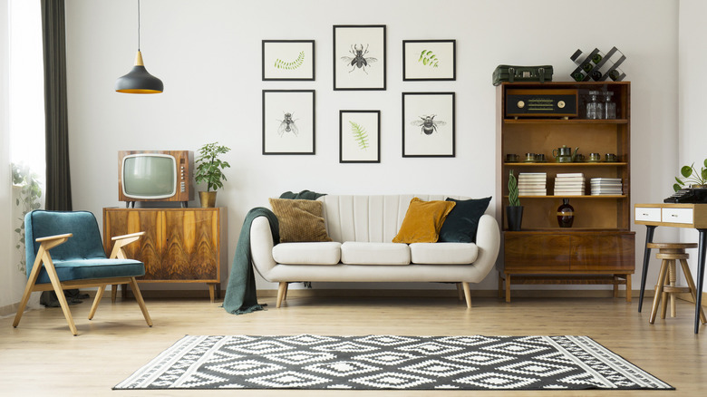 white couch with pillows