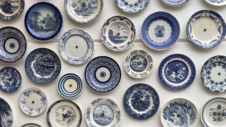 Decorative plates on white wall