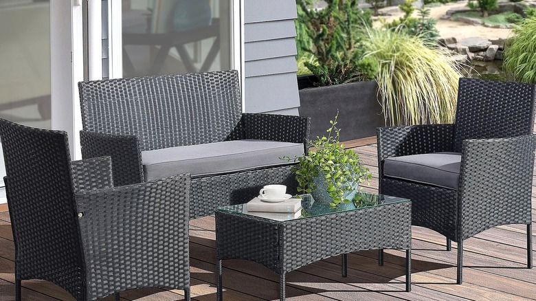 Gray patio furniture set from QVC.
