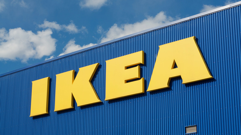 close up IKEA warehouse sign