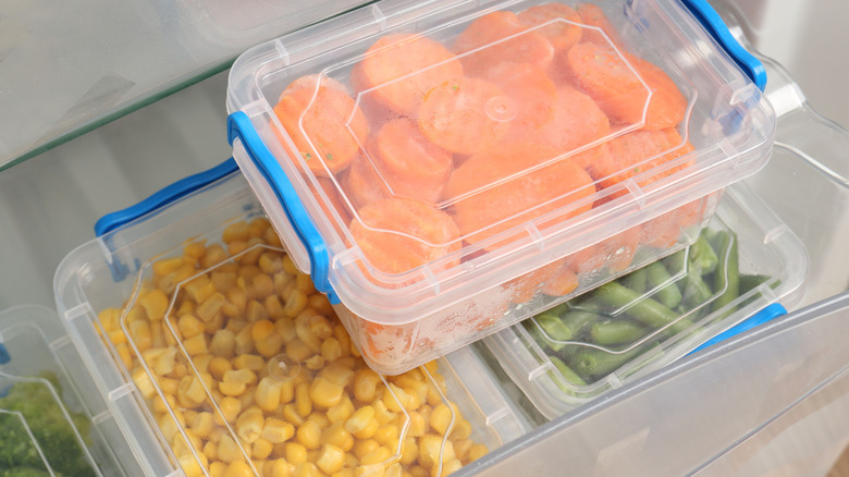 vegetables in plastic container