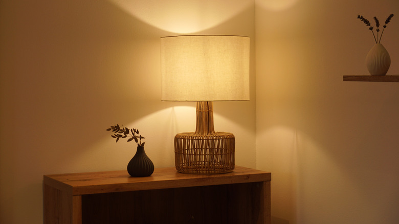 Lamp giving off warm glow