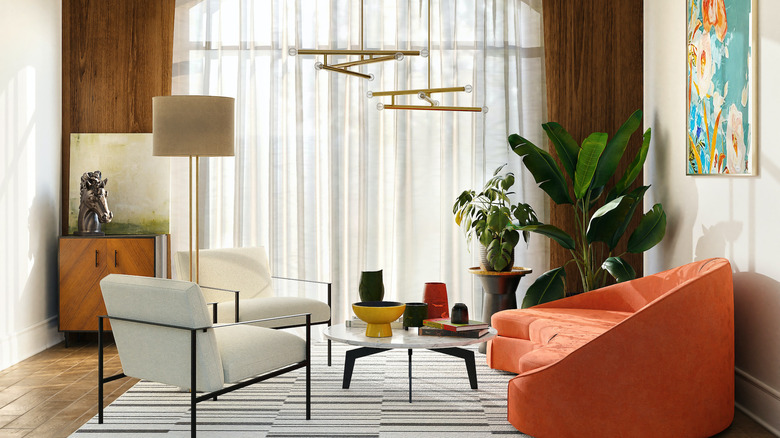 double chandelier in living room