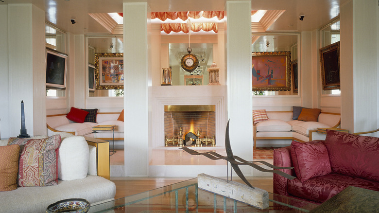 fireplace in an eclectic room