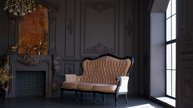 formal room with blue walls 