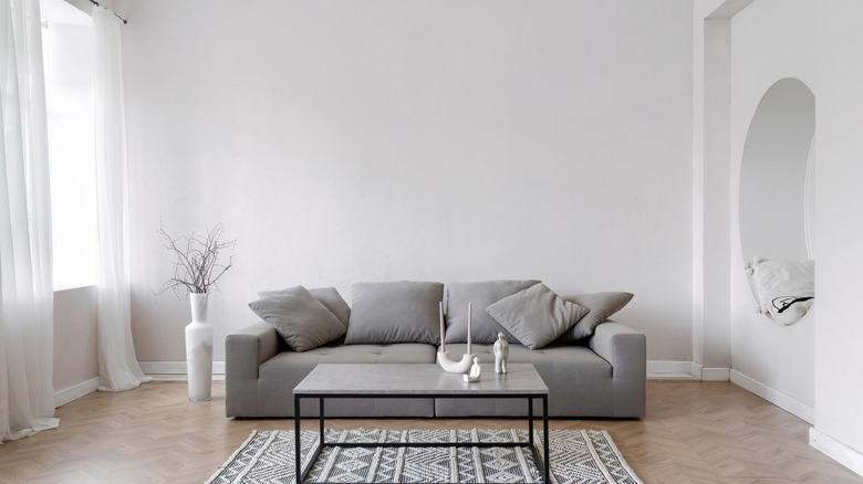 minimalist living room with couch