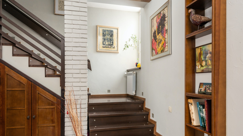 a stairway featuring mixed materials