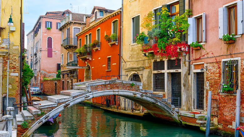 Colorful Venice buildings and canal