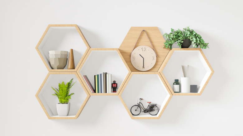 wooden wall art with plants