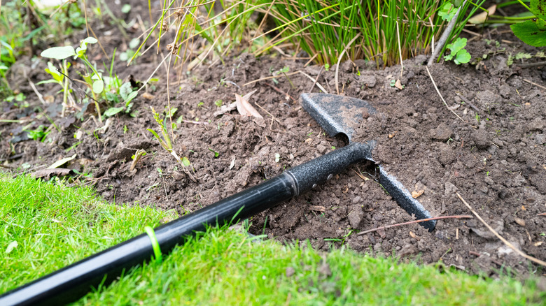 Half moon edger for edging the grass