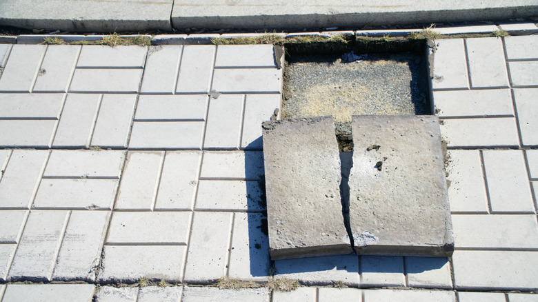 Paving slab needing to be fixed