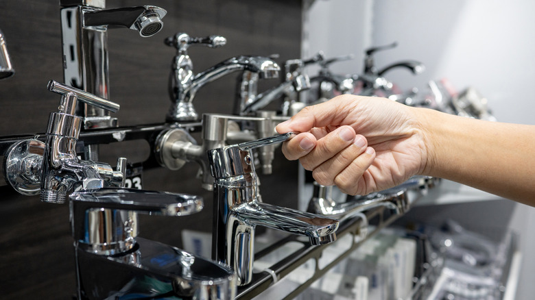 Shopping for faucets at a hardware or home goods store