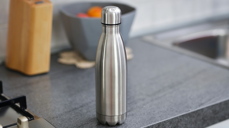 reusable water bottle on counter