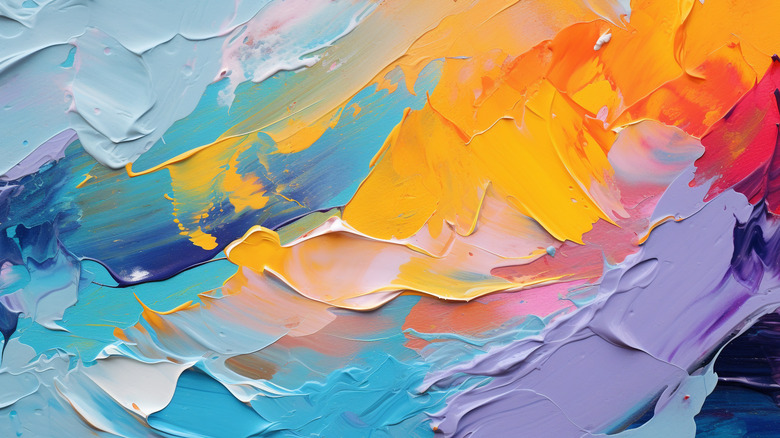 multicolored textured art on a canvas