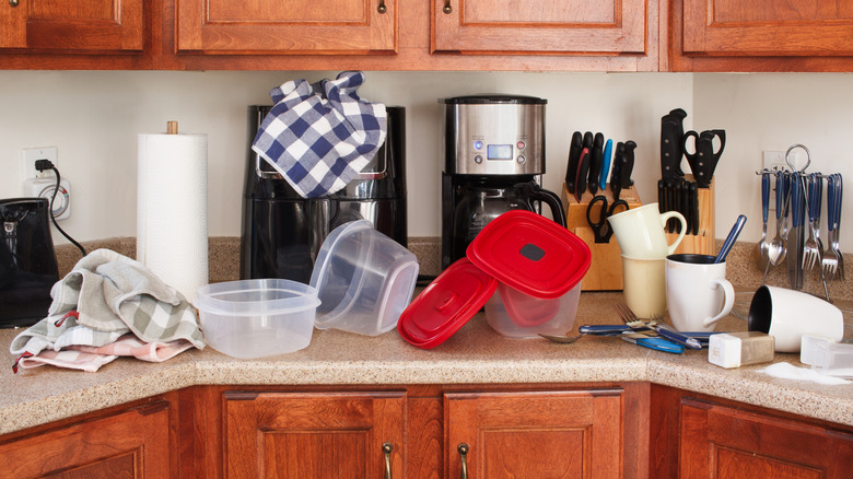 messy kitchen countertop