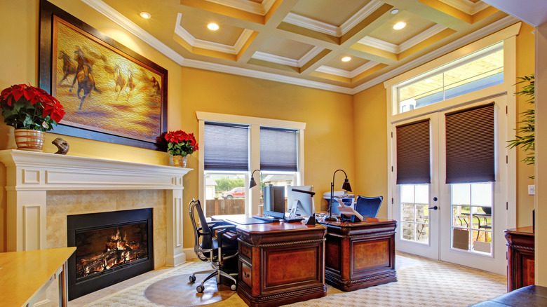 Coffered ceilings in office