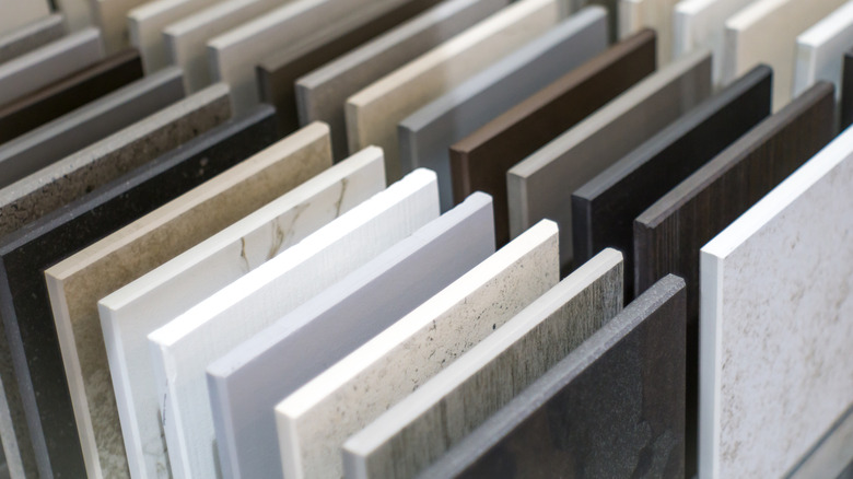 rows of countertop samples