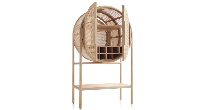 cane cabinet with doors open