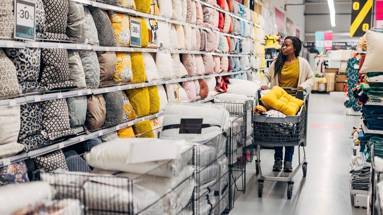 throw pillows on store shelves