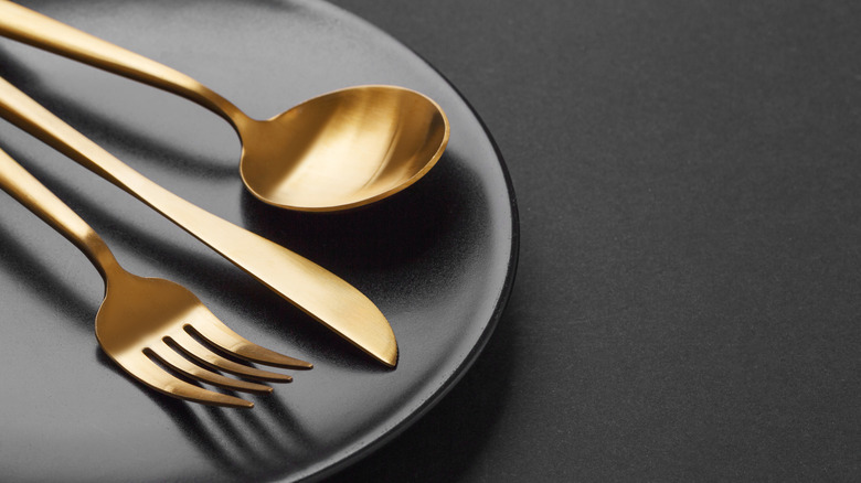 shiny gold flatware