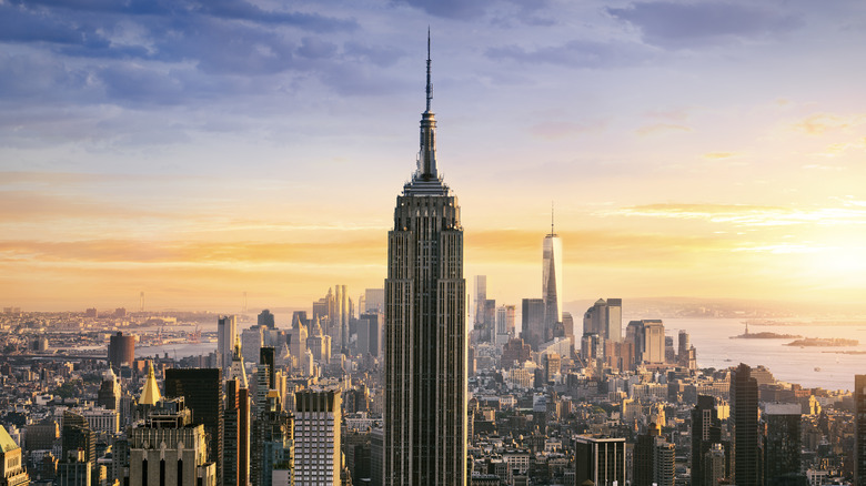 Empire state building at sunset