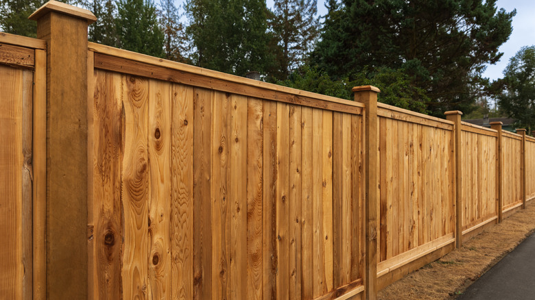 A large wooden fence