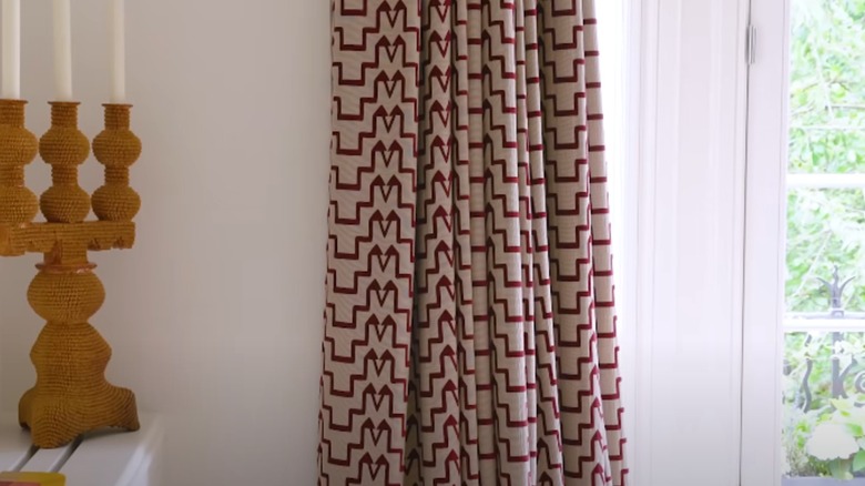 graphic shumacher drapes on window