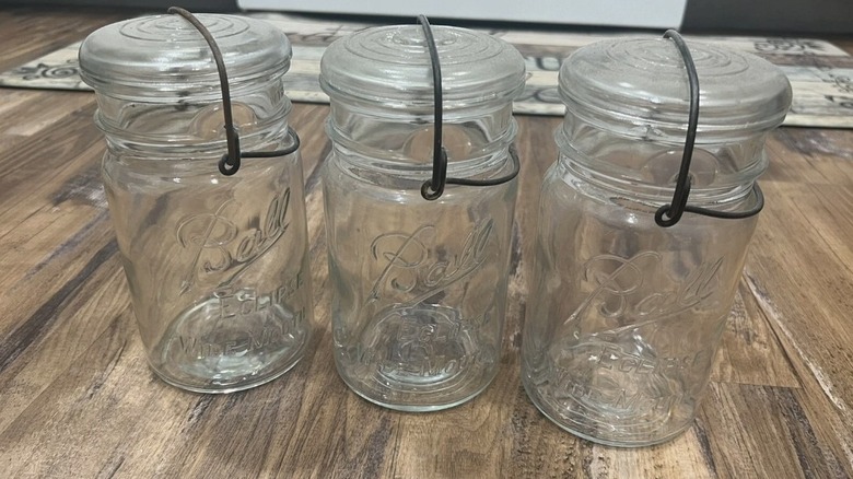 A set of vintage Ball Eclipse Lightning Mason jars