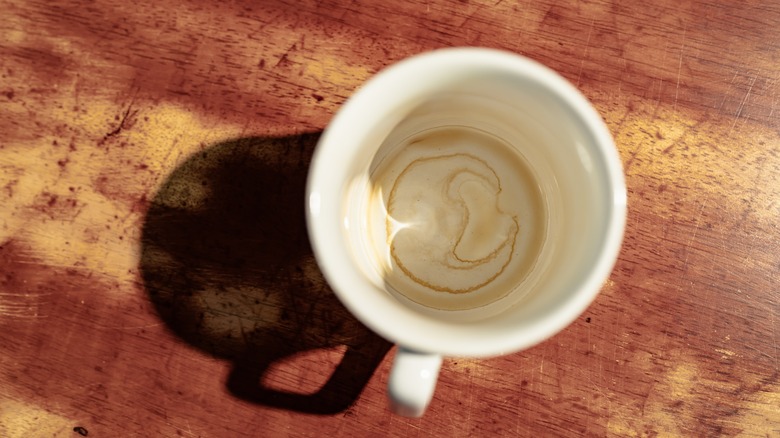white mug with brown stains