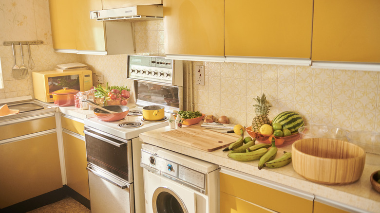 Vintage kitchen interior from the 1970s