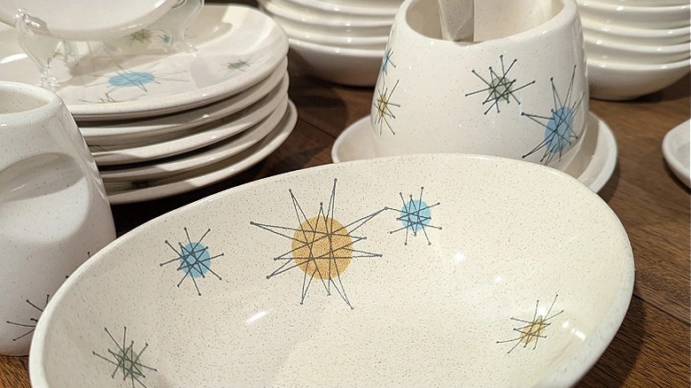 A collection of Franciscan Starburst Atomic dishware