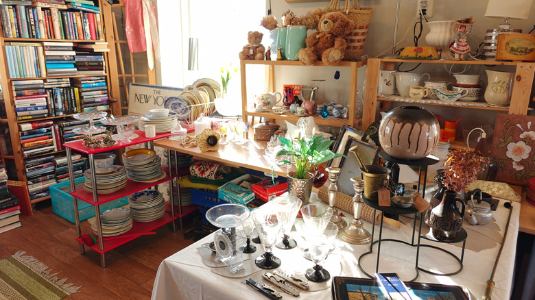 Thrift store full of cozy vintage items