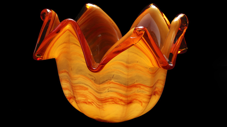 colorful frilled Murano glass vase