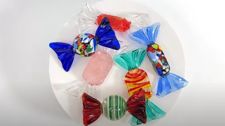 Dish of Murano glass candies