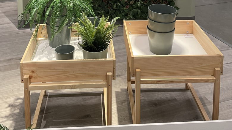 Two IKEA matching wooden planters.