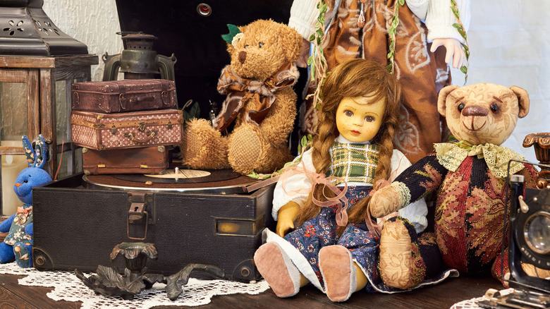 Vintage toy display at a store