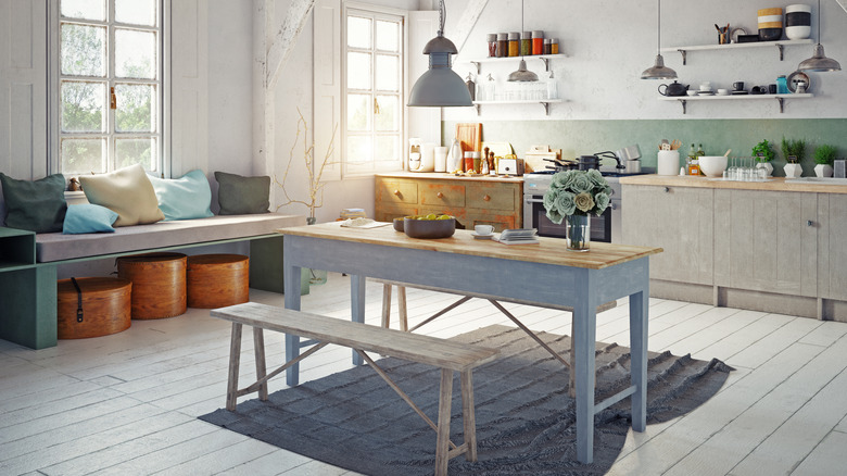 Organized kitchen with too much counter stuff