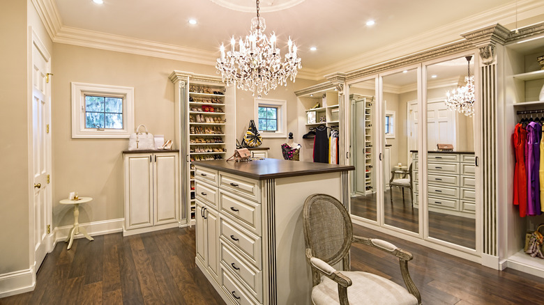 chandelier in a closet