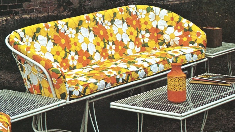 orange and yellow vintage Homecrest patio furniture