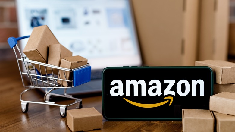 Amazon shopping cart and boxes