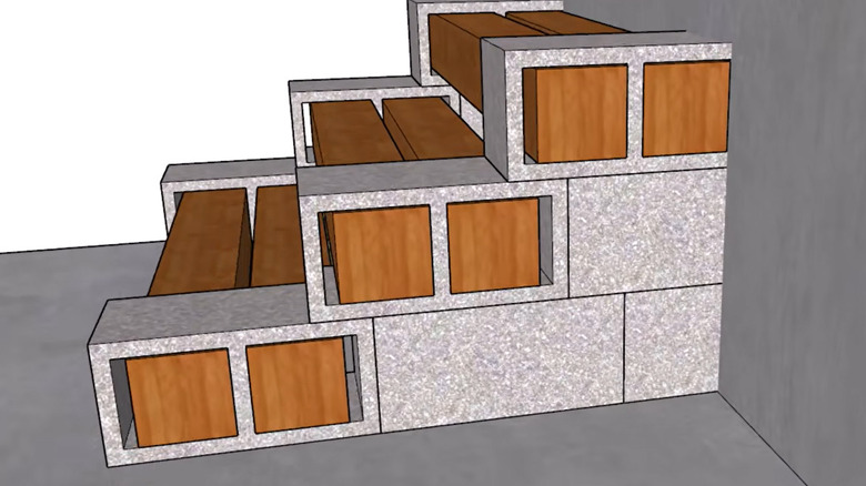 A computer mockup of stairs from a viral video